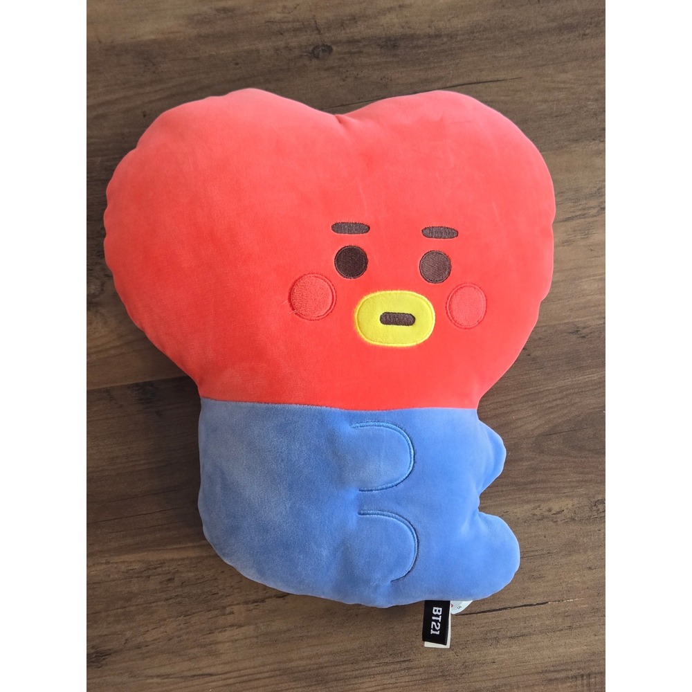 BT21 TATA Plush Cushion BTS V Heart Character Line Friends Red Blue 12 Inch